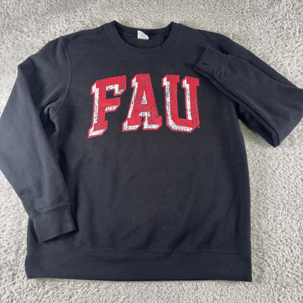FAU Florida Atlantic University Crewneck Sweatshirt Black Red Mens Medium